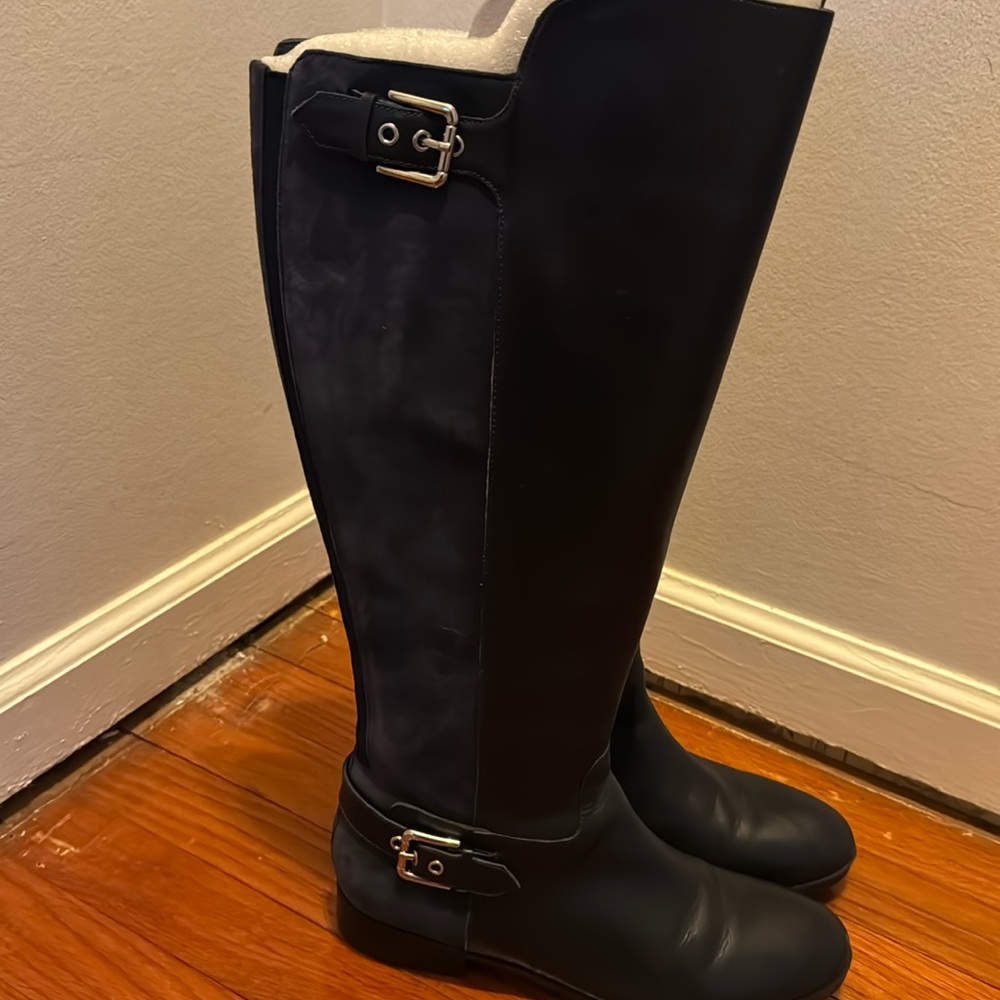 Marc Fisher Navy all over  100% leather and suede riding boot.